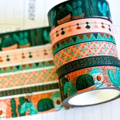 Llamas Green Mint Pink Boho Washi Tape Set March 2025 - W128