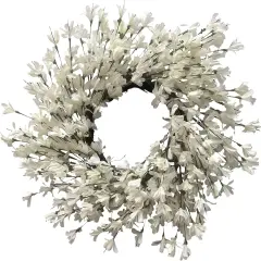 White Cream Forsythia Wreath 24 Inch Spring Front Door Blossom Cluster Flower