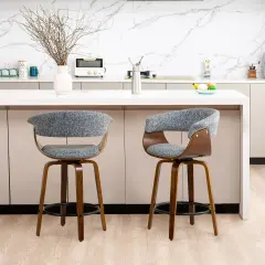 Set of 2/4 Modern Counter & Bar Height Wooden Swivel Bar Stools