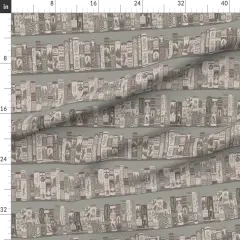 Various Fabrics by the Yard or Fat Quarter Rustic Monochrome Books Woods Reading Gray Green Classic Literature Custom Printed Fabric by Spoonflower