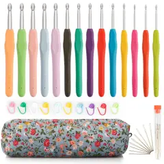 OWill 14 Piece Crochet Hooks Set, Crochet Hooks for Beginners Adults, Soft Grip Crochet Needles Tools with Storage Case，Ergonomic Crochet Hooks for Arthritic Hands