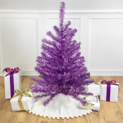 Northlight 3' Metallic Purple Tinsel Artificial Christmas Tree - Unlit