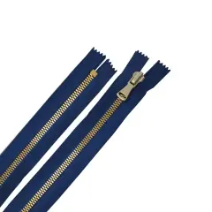 5MM Closed Bottom Zipper Navy Tape Brass Teeth 7 Inches