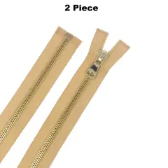 8MM One Way Separating Open Bottom Zipper Beige Brass 28 Inch