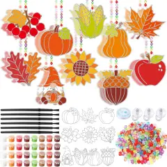 30 Sets Fall Plant Suncatchers Art Kits DIY Thanksgiving Pumpkin