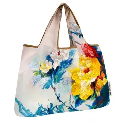 Wrapables Large Foldable Oil Painting Nylon Reusable Grocery Bag, Spring