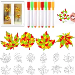 36 Pieces Thanksgiving Maple Leaves Window Clings,6 Inch in Diameter