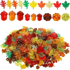 400 Pieces Acrylic Leaves Maple Acorns Table Decor