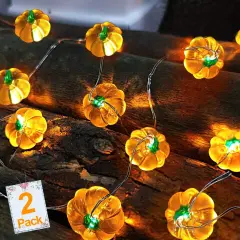 2 Pack 3D Halloween Pumpkin String Lights - 20Ft 40LED