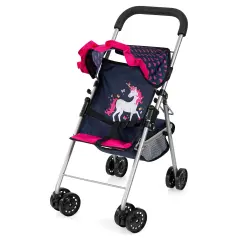 Bayer: Foldable Buggy Stroller with Unicorn Design, Sun Canopy, Seat Belt for Dolls Up to 18 inches - Ideal Toy for Role Playing and Adventures