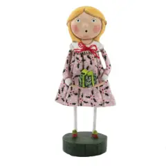 Lori Mitchell 6.0 Inch Christmas Evie Christmas Figurine , Lightweight Christmas Decor Eve Holly Girl Pink