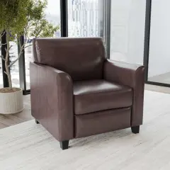Emma and Oliver Faux Leather Chair with Clean Line Stitched Frame Brown