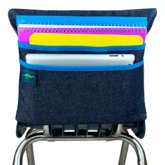 Aussie Pouch Chair Pocket with Double Pocket Design, Original, 13 Inches, Blue Trim