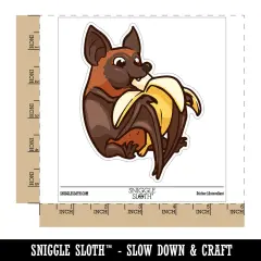 Water Bottle Sticker Set Fruit Bat Eating Banana Cute Waterproof Vinyl Stickers Pack Decal, Skateboard, Laptop, Car, Window, Bumper - 5 Pack