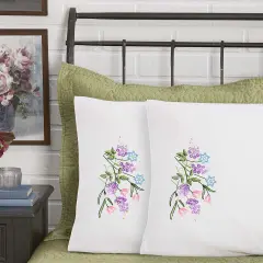 HerrschnersCamellia Pillowcase Pair Stamped Embroidery Multi