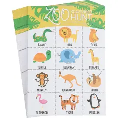 Safari Animal Zoo Scavenger Hunt Game (5 x 7 Inches, 50-Pack) Multicolor