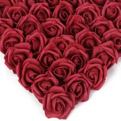 200Pcs Burgundy Foam Roses Artificial Roses Flower Heads for Crafts 1.97in
