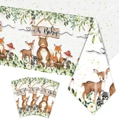 3PCS Woodland Baby Shower Tablecloth