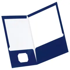 Oxford Laminated 2-Pocket Folder, Dark Blue, Pack of 25