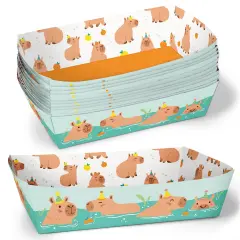 Big Dot of Happiness Capybara Party Paper Food Trays, Disposable Double-Sided Paper Food Holders for Nachos, Hot Dogs, French Fries - 12 Ct