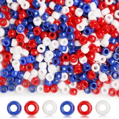 1200Pcs 6x9mm Red White and Blue Pony Beads