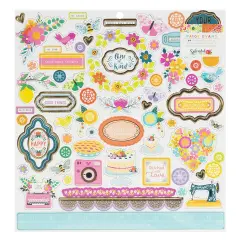Paige Evans Splendid Icons & Phrase Chipboard Stickers - 69pcs