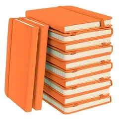 Simply Genius A6 Pocket Size Mini Notebooks with Hardcover - Ruled Small Journal Set for School, Home & Office - 124 pages (3.7" x 5.7") with Inner Pocket (Orange, 12 Pack)