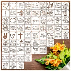 Small Stencils for Painting on Wood Reusable, 3 Inch Reusable Stencil for Craft Ornament Paint Template Stencils for Wall Card Rock Wood Signs Coasters Canvas Home Decor (Bible Words)