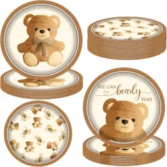48Pcs Baby Shower Teddy Bear Paper Plates