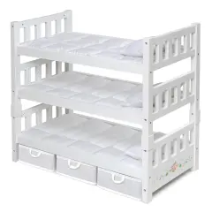 Badger Basket 1-2-3 Convertible Doll Bunk Bed with Bedding, Baskets and Free Personalization Kit - White Rose
