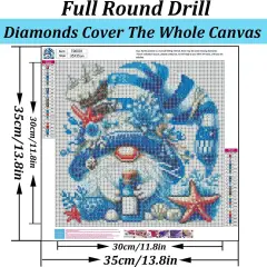 Gnome Drift Bottle Diamond Art Kits for Adults, 5D Diamond Painting Kits for Adults Beginners, DIY Full Round Drill Diamond Dot Painting Gem Art Kits for Adult, Home Wall Decor 13.8x13.8 Inch