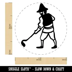 Medieval Farmer Peasant Tilling Land Garden Self-Inking Rubber Stamp Crafting Lime Green