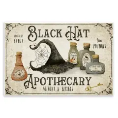 Black Hat Apothecary Potions Wall Plaque Art