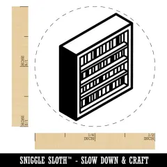 Isometric Book Shelf Storage Furniture Bookshelf Self-Inking Rubber Stamp Red