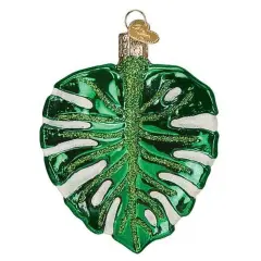 Old World Christmas 4.0 Inch Monstera Leaf Christmas Tree Ornament , Christmas Decor Natures Artwork Tropics Green