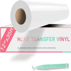 HTV Vinyl Rolls Heat Transfer Vinyl - 12" x 35ft White HTV for Shirts