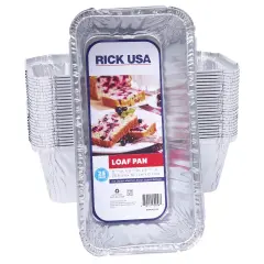 RICK USA: 8" Loaf Pan - 25 Pack -Disposable Aluminum Foil, Multi-Purpose Baking-Bread-Cooking, Durable, Grill-Oven-Freezer-Dishwasher Safe, Recyclable