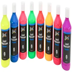 Sax Liquid Washable Watercolor Paint, 8 Ounces, Assorted Fluorescent Colors, Set of 8