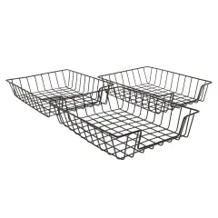 Wire Desk Tray Organizers for Letter-Size Paper, Black Baskets for Classroom, Versatile Storage Solution (3 Pack)