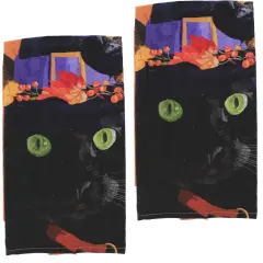 C & F 26.0 Inch Witch Cat Mose Towel Halloween Hand Towel Set , Halloween Fall Black