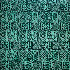 1 Yard Traditional Polynesian Tapa Light Barkcloth Fabric 100% Cotton, 45 inches Width Aqua