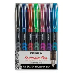 Zebra Fountain Pens - Set of 7, Assorted Colors