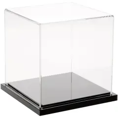 Plymor Clear Acrylic Display Case, 5" x 5" x 5" Black Base