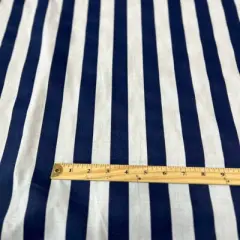 1 Yard Stripe Print Poly Cotton Fabric Navy/White