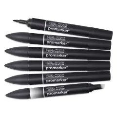 Winsor & Newton Promarkers - Set of 6, Black and Blender