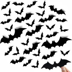120 Pcs 3D Bats Halloween Decorations,Halloween Wall Decor 4 Sizes