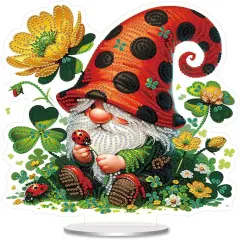 Cute Gnome with Flower Diamond Painting Desktop Ornament Kit
