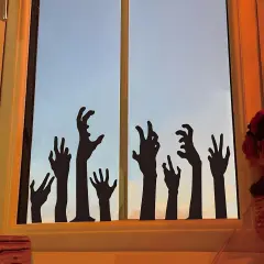 Halloween Window Clings Black Zombie Arm Window Stickers ,7.9 x 11.8 Inch, 9 Sheets