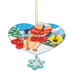 Ski Life Heart Ornament