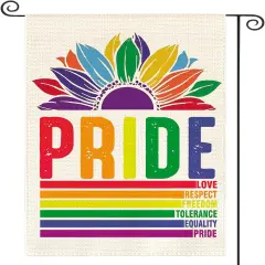Pride Rainbow Garden Flag 12x18 Inch Double Sided, LGBTQ+ Community Progress Yard Outdoor Flag